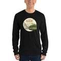 Black / S Bengali Unisex Fine Jersey Long Sleeve T-Shirt -Amar Kolkata Tram