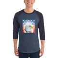 Men's 3/4th Sleeve Raglan T- Shirt - Shining- Eagle & Star Spangled Banner