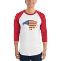 Men's 3/4th Sleeve Raglan T- Shirt - Eagle- American Flag design