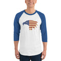 Men's 3/4th Sleeve Raglan T- Shirt - Eagle- American Flag design