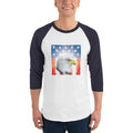 Men's 3/4th Sleeve Raglan T- Shirt - Shining- Eagle & Star Spangled Banner