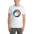 Men's Round Neck T Shirt - Eagle- US Flag Backdrop