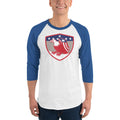 Men's 3/4th Sleeve Raglan T- Shirt - Bald Eagle in Shield, Retro design