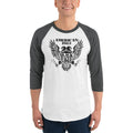 Men's 3/4th Sleeve Raglan T- Shirt - Black Eagle- American