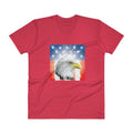 Men's V- Neck T Shirt - Shining- Eagle & Star Spangled Banner