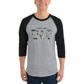 Men's 3/4th Sleeve Raglan T- Shirt - Retro- for the Bearded Men only