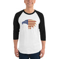 Men's 3/4th Sleeve Raglan T- Shirt - Eagle- American Flag design