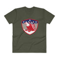 Men's V- Neck T Shirt - Bald Eagle in Shield, Retro design