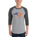 Men's 3/4th Sleeve Raglan T- Shirt - Eagle- American Flag design