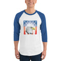 Men's 3/4th Sleeve Raglan T- Shirt - Shining- Eagle & Star Spangled Banner