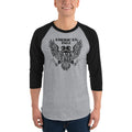 Men's 3/4th Sleeve Raglan T- Shirt - Black Eagle- American