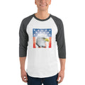 Men's 3/4th Sleeve Raglan T- Shirt - Shining- Eagle & Star Spangled Banner