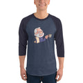 Men's 3/4th Sleeve Raglan T- Shirt - Namo- Drinking Chai- Cartoon