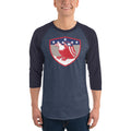 Men's 3/4th Sleeve Raglan T- Shirt - Bald Eagle in Shield, Retro design