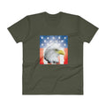 Men's V- Neck T Shirt - Shining- Eagle & Star Spangled Banner