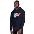 Unisex Hooded Sweatshirt - Eagle- USA Map with Flag
