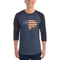 Men's 3/4th Sleeve Raglan T- Shirt - Eagle- American Flag design