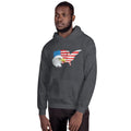 Unisex Hooded Sweatshirt - Eagle- USA Map with Flag