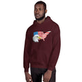 Unisex Hooded Sweatshirt - Eagle- USA Map with Flag