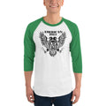 Men's 3/4th Sleeve Raglan T- Shirt - Black Eagle- American