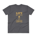 Men's V- Neck T Shirt - Life begins after coffee