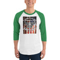 Men's 3/4th Sleeve Raglan T- Shirt - Proud to be an American- Eagle & Flag