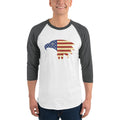 Men's 3/4th Sleeve Raglan T- Shirt - Eagle- American Flag design
