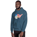 Unisex Hooded Sweatshirt - Eagle- USA Map with Flag