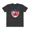 Men's V- Neck T Shirt - Bald Eagle in Shield, Retro design