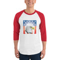 Men's 3/4th Sleeve Raglan T- Shirt - Shining- Eagle & Star Spangled Banner