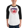 Men's 3/4th Sleeve Raglan T- Shirt - Bald Eagle in Shield, Retro design