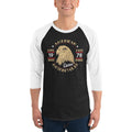 Men's 3/4th Sleeve Raglan T- Shirt - American Motorcycles- Eagle