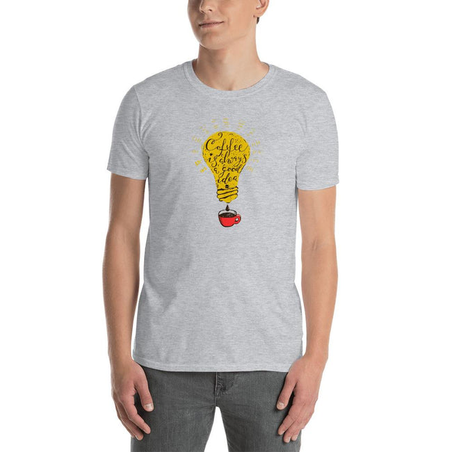 Men's Round Neck T Shirt - Coffee is always a good idea- bulb