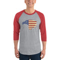 Men's 3/4th Sleeve Raglan T- Shirt - Eagle- American Flag design