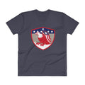 Men's V- Neck T Shirt - Bald Eagle in Shield, Retro design