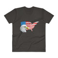 Men's V- Neck T Shirt - Eagle- USA Map with Flag