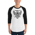 Men's 3/4th Sleeve Raglan T- Shirt - Black Eagle- American