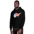 Unisex Hooded Sweatshirt - Eagle- USA Map with Flag