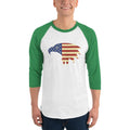 Men's 3/4th Sleeve Raglan T- Shirt - Eagle- American Flag design