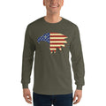 Men's Long Sleeve T-Shirt - Eagle- American Flag design