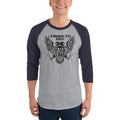Men's 3/4th Sleeve Raglan T- Shirt - Black Eagle- American