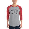 Men's 3/4th Sleeve Raglan T- Shirt - Retro- for the Bearded Men only