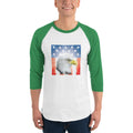 Men's 3/4th Sleeve Raglan T- Shirt - Shining- Eagle & Star Spangled Banner