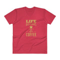 Men's V- Neck T Shirt - Life begins after coffee
