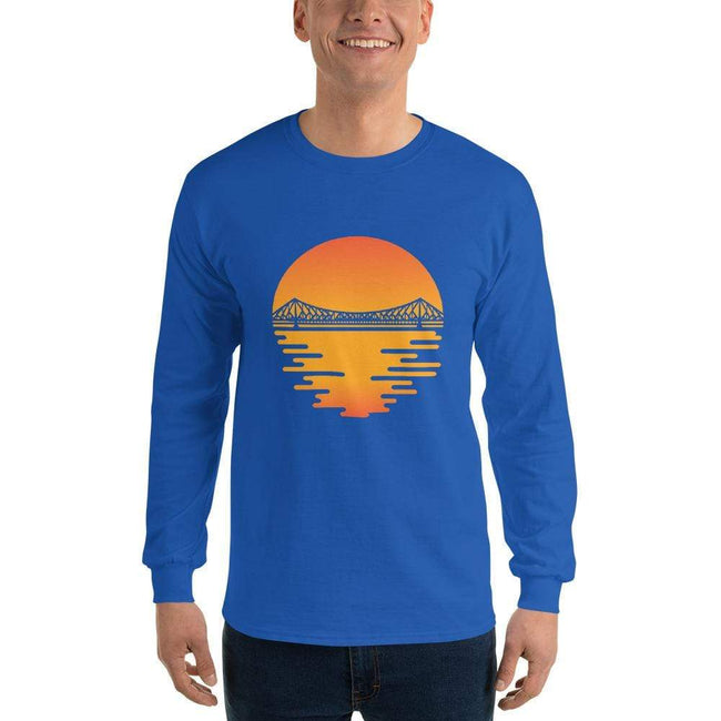 Royal / S Bengali Ultra Cotton Long Sleeve T-Shirt - Howrah by the Dawn