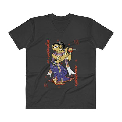 Black / S Bengali Lightweight Fashion V-Neck T-Shirt - Kalankini Radha