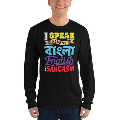 Black / S Bengali Unisex Fine Jersey Long Sleeve T-Shirt - Funky Sarcasm