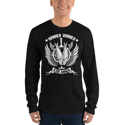 Black / S Bengali Unisex Fine Jersey Long Sleeve T-Shirt - Winner Winner Ilish Dinner