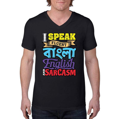 Black / S Bengali Unisex Short Sleeve V-Neck Jersey Tee - Funky Sarcasm