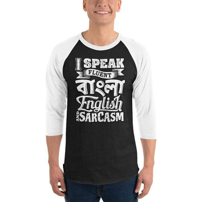 Black/White / XS Bengali Unisex Fine Jersey Raglan Tee - I speak Sarcasm - Grunge